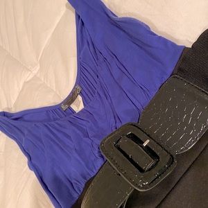 Blue and Black Mini Formal Dress